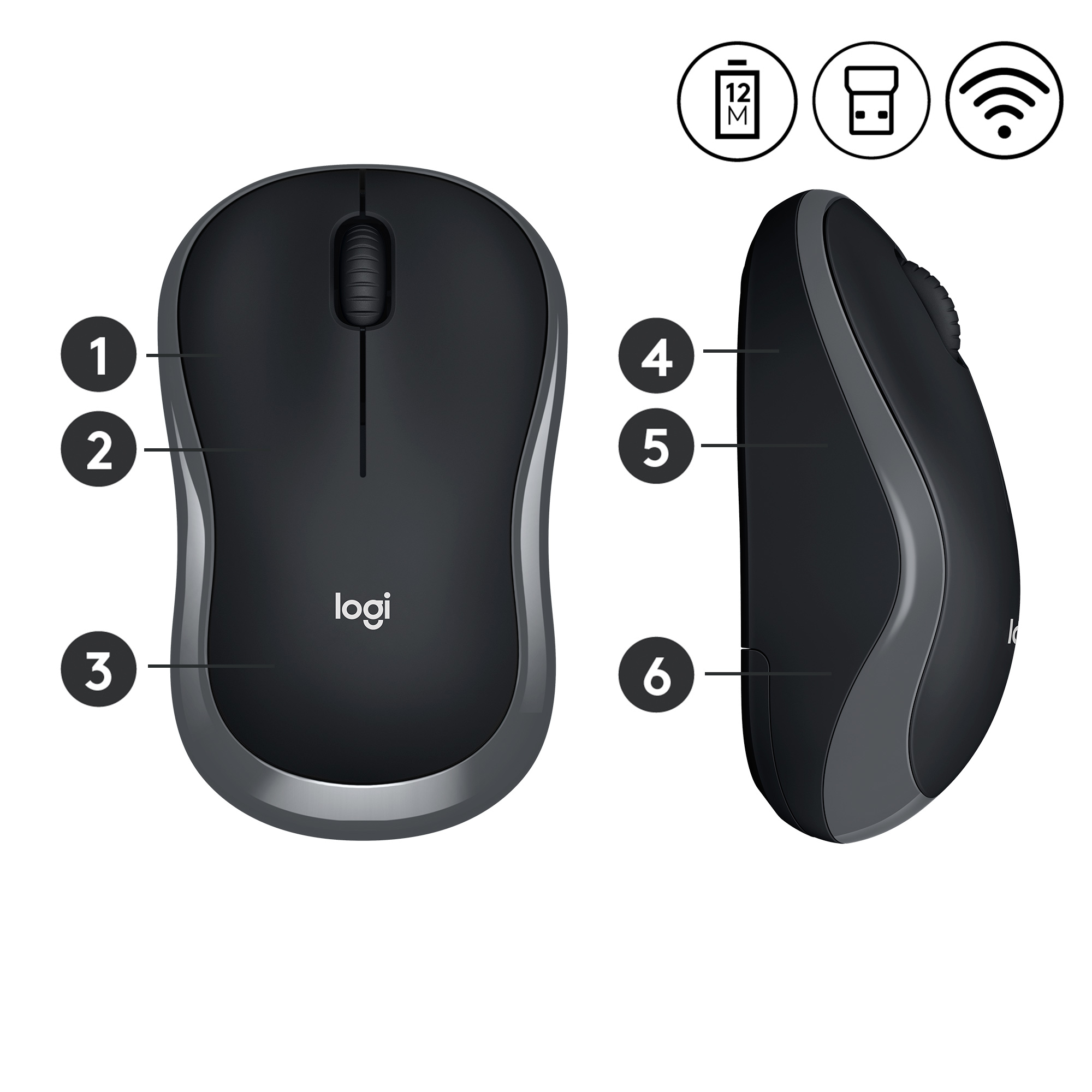Logitech Wireless Mouse M185 USB grau