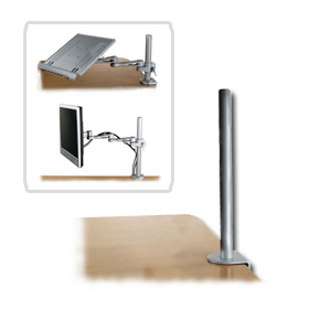 Tischhalterungsmodul, Höhe 45cm, mit Klemmhalter, silbergrau Tischhalterungsmodul, Höhe 45cm, mit Klemmhalter, silbergrau