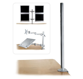 Tischhalterungsmodul, Höhe 70cm, mit Klemmhalter, silbergrau Tischhalterungsmodul, Höhe 70cm, mit Klemmhalter, silbergrau