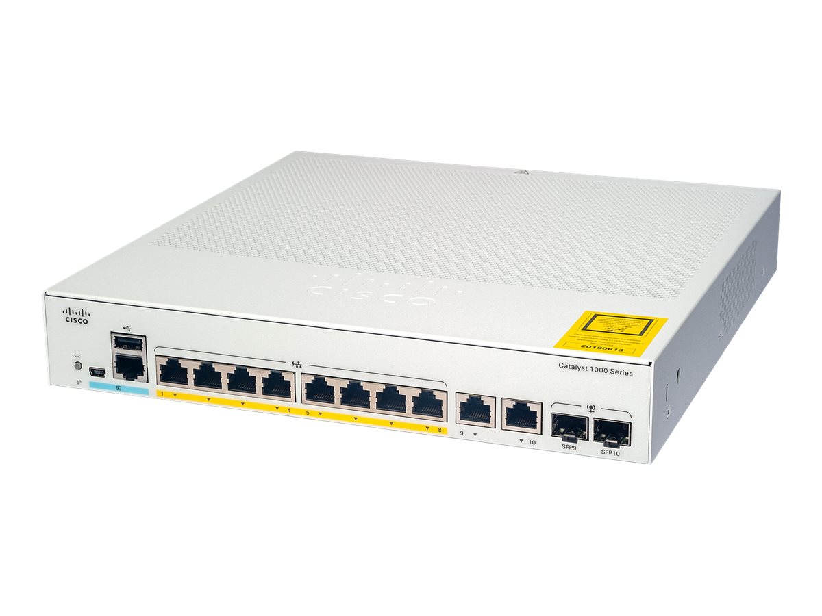C1000-8P-2G-L: 8x 1G (PoE+), 2x SFP, 67W C1000-8P-2G-L: 8x 1G (PoE+), 2x SFP, 67W